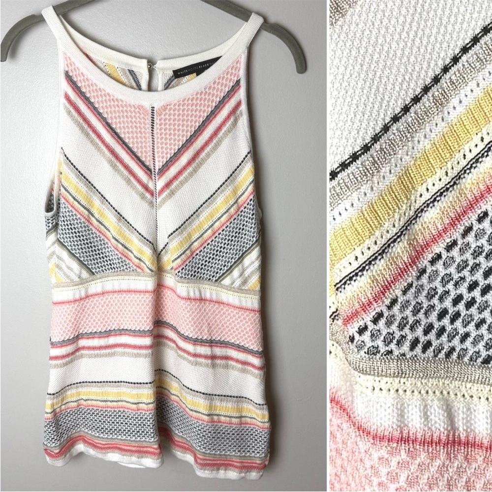 White House Black Market WHBM Tunic Top Size Small Knit Sleeveless Pink Yellow